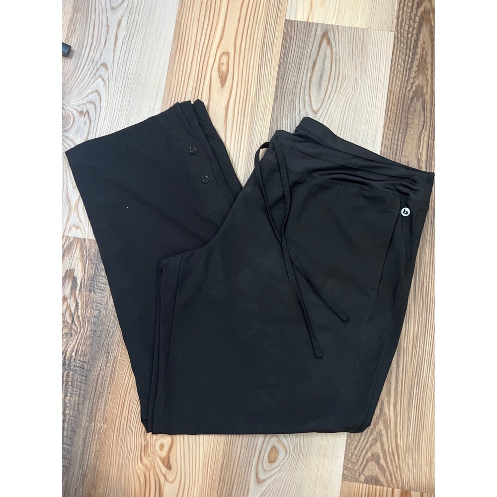Barco One Women 4 Pocket Black Cargo Track Scrub Pants XLP Petite Snap Leg 5205